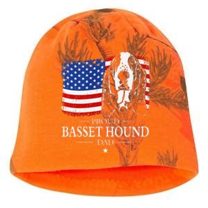 Proud Basset Hound Dad American Flag Patriotic Dog Gift Kati - Camo Knit Beanie