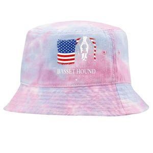 Proud Basset Hound Dad American Flag Patriotic Dog Gift Tie-Dyed Bucket Hat