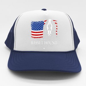 Proud Basset Hound Dad American Flag Patriotic Dog Gift Trucker Hat