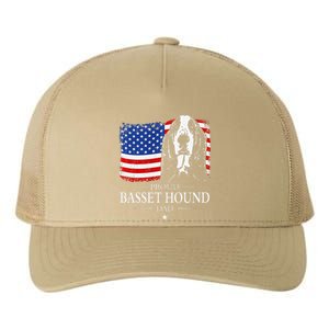 Proud Basset Hound Dad American Flag Patriotic Dog Gift Yupoong Adult 5-Panel Trucker Hat