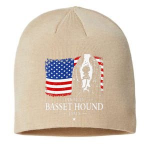 Proud Basset Hound Dad American Flag Patriotic Dog Gift Sustainable Beanie