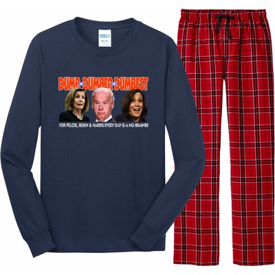 Pelosi Biden Harris Dumb And Dumber And Dumbest Funny Anti Biden Long Sleeve Pajama Set