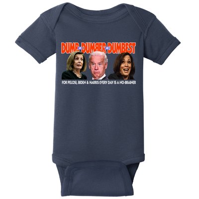 Pelosi Biden Harris Dumb And Dumber And Dumbest Funny Anti Biden Baby Bodysuit