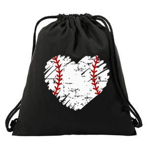 Pocket Baseball Heart Cute Softball Drawstring Bag