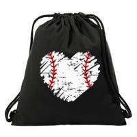 Pocket Baseball Heart Cute Softball Drawstring Bag