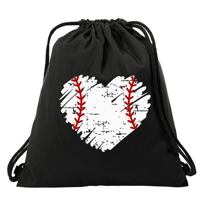 Pocket Baseball Heart Cute Softball Drawstring Bag