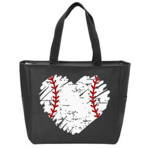 Pocket Baseball Heart Cute Softball Zip Tote Bag