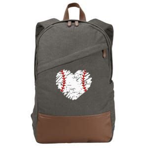 Pocket Baseball Heart Cute Softball Cotton Canvas Backpack