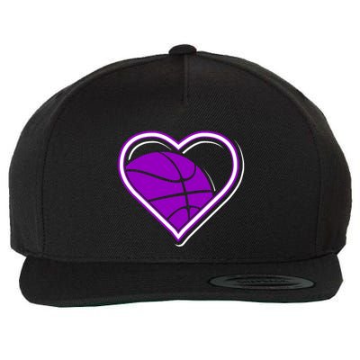 Purple Basketball Heart For Basketball Lovers Funny Gift Wool Snapback Cap
