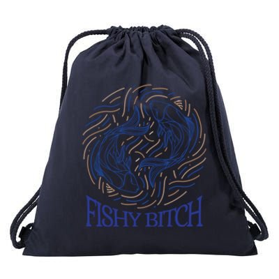 Pisces Birthday Horoscope Fishy Bitch Gift Drawstring Bag