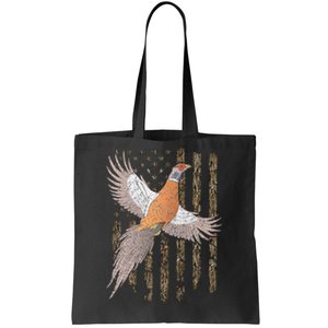 Pheasant Bird Hunting Usa American Flag Tree Camouflage Tote Bag