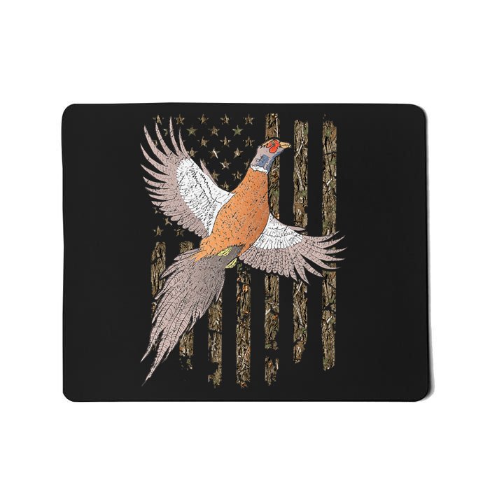 Pheasant Bird Hunting Usa American Flag Tree Camouflage Mousepad