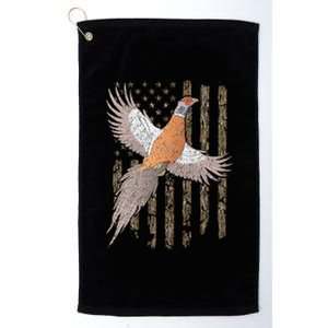 Pheasant Bird Hunting Usa American Flag Tree Camouflage Platinum Collection Golf Towel