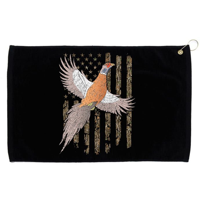 Pheasant Bird Hunting Usa American Flag Tree Camouflage Grommeted Golf Towel