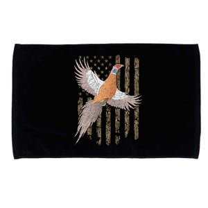 Pheasant Bird Hunting Usa American Flag Tree Camouflage Microfiber Hand Towel