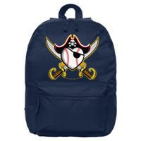 Pirate Baseball Heart Skull Pirate 16 in Basic Backpack