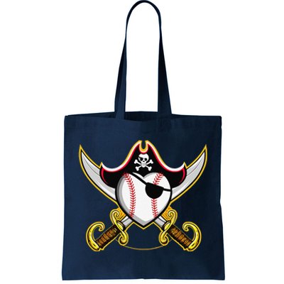 Pirate Baseball Heart Skull Pirate Tote Bag