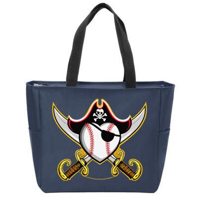 Pirate Baseball Heart Skull Pirate Zip Tote Bag