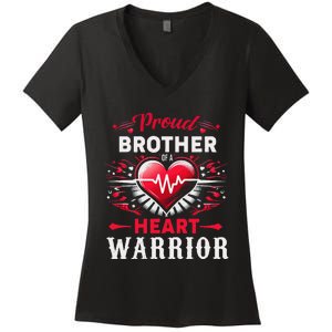 Proud Brother Heart Warrior Chd Awareness Congenital Defect Women's V-Neck T-Shirt