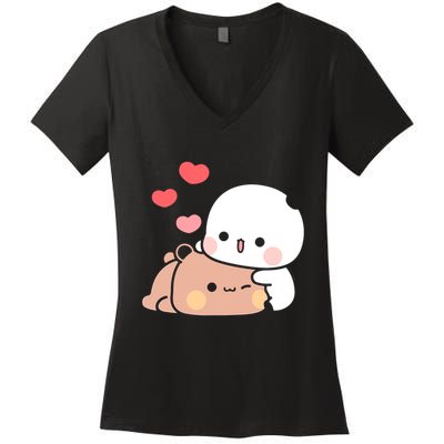 Panda Bear Hug Bubu Dudu Valentines DayS Women's V-Neck T-Shirt