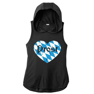 Prost Bavarian Heart Cute Oktoberfest Ladies PosiCharge Tri-Blend Wicking Draft Hoodie Tank