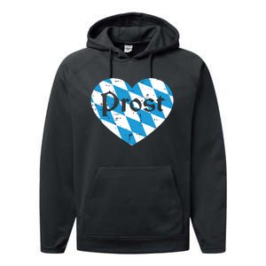 Prost Bavarian Heart Cute Oktoberfest Performance Fleece Hoodie