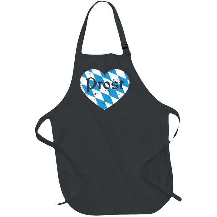 Prost Bavarian Heart Cute Oktoberfest Full-Length Apron With Pockets