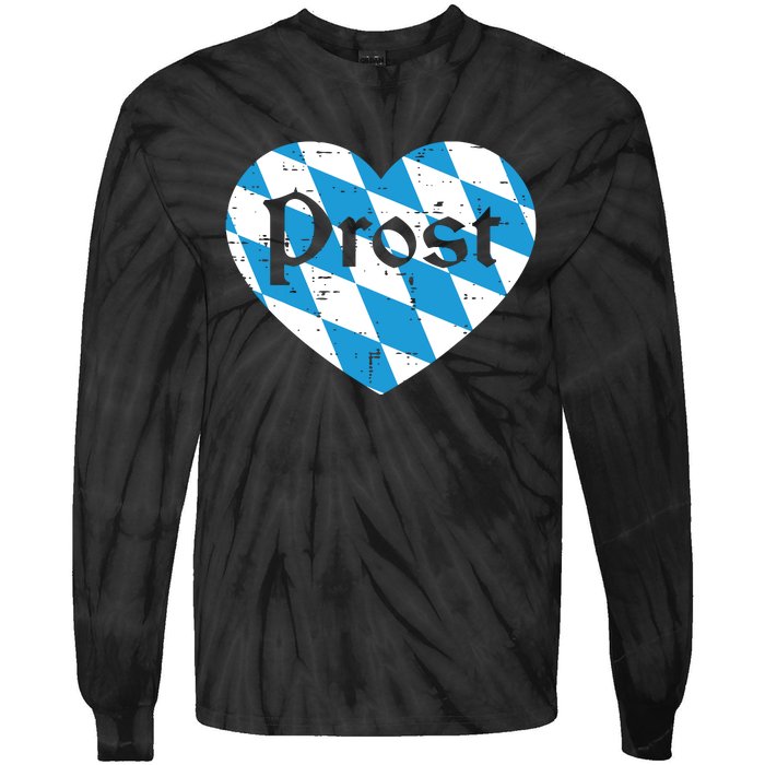 Prost Bavarian Heart Cute Oktoberfest Tie-Dye Long Sleeve Shirt