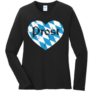 Prost Bavarian Heart Cute Oktoberfest Ladies Long Sleeve Shirt