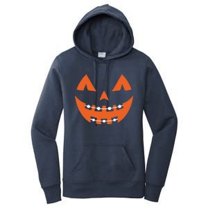 Pumpkin Braces Halloween Jack O Lantern Pumpkin Face Gift Women's Pullover Hoodie