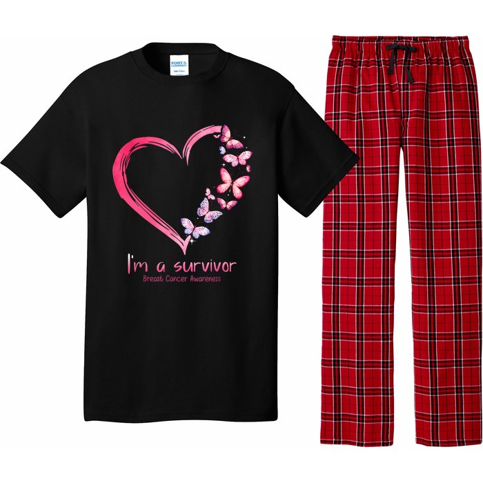 Pink Butterfly Heart Im A Survivor Breast Cancer Awareness Pajama Set