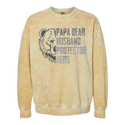 Papa Bear Husband Protector Hero Dad Funny Father's day Colorblast Crewneck Sweatshirt