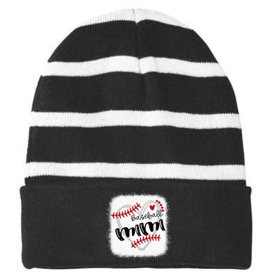 Personalized Baseball Heart Cute Baseball Striped Beanie with Solid Band