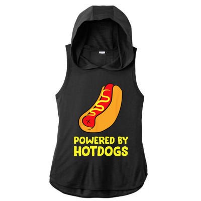 Powered By Hotdogs Funny Hotdog Ladies PosiCharge Tri-Blend Wicking Draft Hoodie Tank