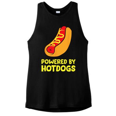 Powered By Hotdogs Funny Hotdog Ladies PosiCharge Tri-Blend Wicking Tank