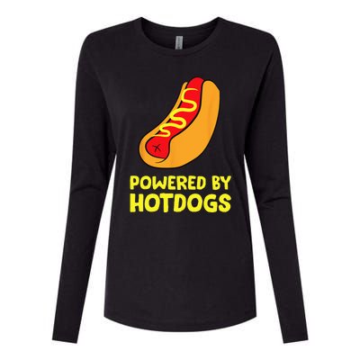 Powered By Hotdogs Funny Hotdog Womens Cotton Relaxed Long Sleeve T-Shirt