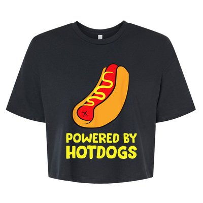 Powered By Hotdogs Funny Hotdog Bella+Canvas Jersey Crop Tee