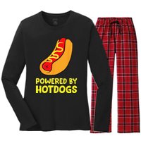 Powered By Hotdogs Funny Hotdog Women's Long Sleeve Flannel Pajama Set 