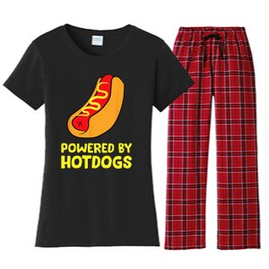 Powered By Hotdogs Funny Hotdog Women's Flannel Pajama Set