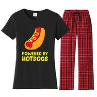 Powered By Hotdogs Funny Hotdog Women's Flannel Pajama Set