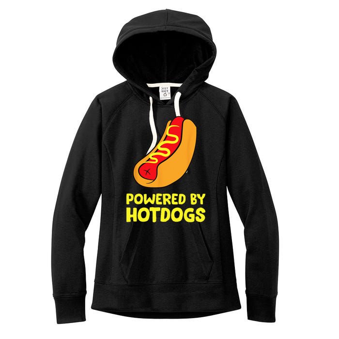 Powered By Hotdogs Funny Hotdog Women's Fleece Hoodie