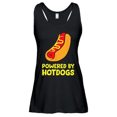 Powered By Hotdogs Funny Hotdog Ladies Essential Flowy Tank