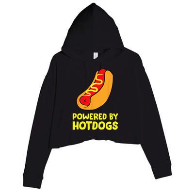 Powered By Hotdogs Funny Hotdog Crop Fleece Hoodie