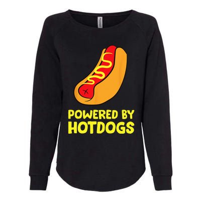 Powered By Hotdogs Funny Hotdog Womens California Wash Sweatshirt