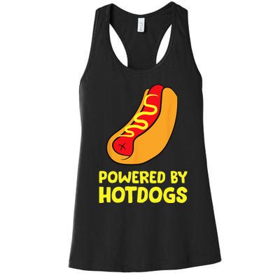 Powered By Hotdogs Funny Hotdog Women's Racerback Tank