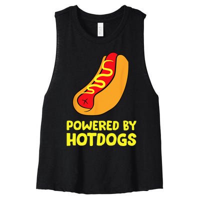 Powered By Hotdogs Funny Hotdog Women's Racerback Cropped Tank