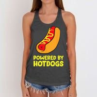 Powered By Hotdogs Funny Hotdog Women's Knotted Racerback Tank