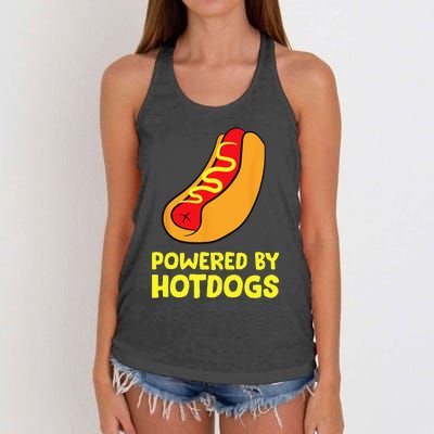 Powered By Hotdogs Funny Hotdog Women's Knotted Racerback Tank