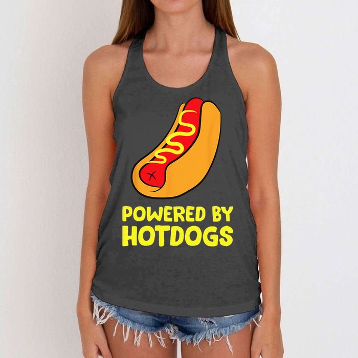 Powered By Hotdogs Funny Hotdog Women's Knotted Racerback Tank