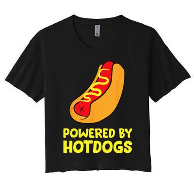 Powered By Hotdogs Funny Hotdog Women's Crop Top Tee